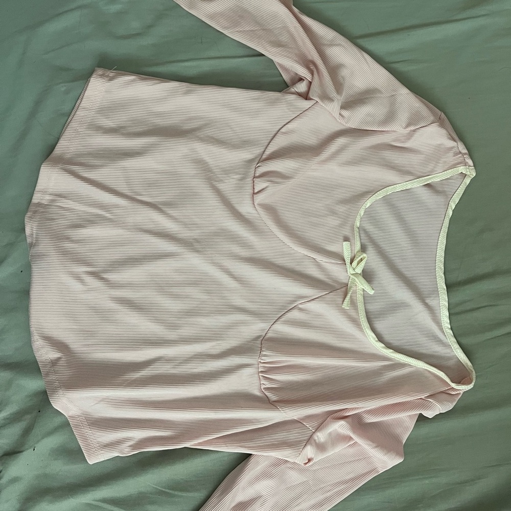 Pink Ribbed Long Sleeve Top - Picture 2 of 3